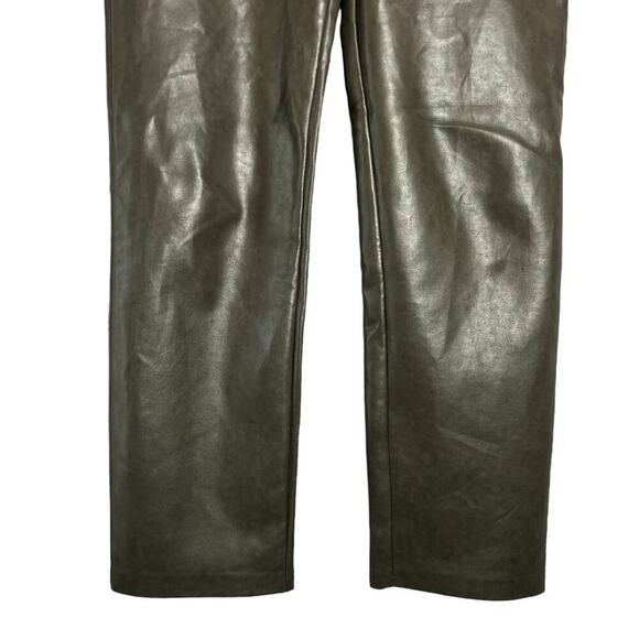 Aritzia Wilfred Melina Straight Leg SOFT Vegan Leather Pant Green Gray Size 10 - Picture 7 of 10